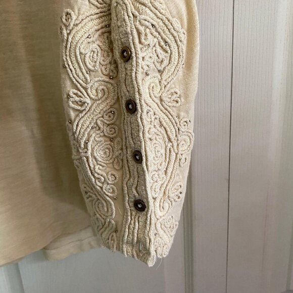 Free People Womens NWOT Tan Wheat Hooked On You Turtleneck Embroidered Top Small - Picture 6 of 11